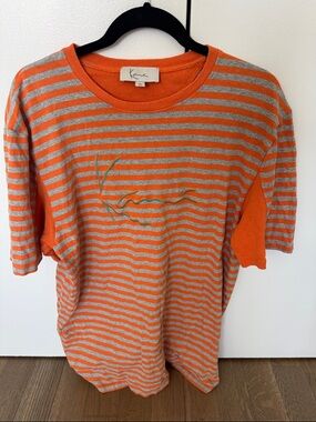Men's Orange & Gray Striped Short-Sleeve Tee